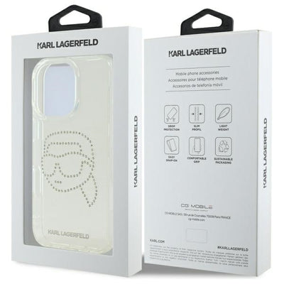 Karl Lagerfeld KLHCP16XHKHDCELT iPhone 16 Pro Max 6.9" transparent hardcase IML Rhinestones Karl Head
