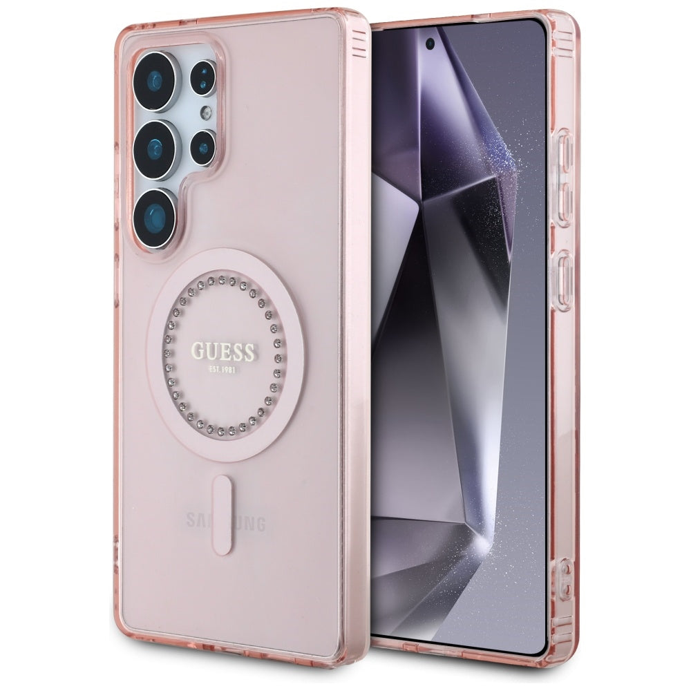 Guess Rhinestones Printed Classic Logo MagSafe Samsung Galaxy S25 Ultra case