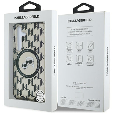 Case Karl Lagerfeld Button Karl&amp;Choupette Heads On KL Pattern MagSafe Samsung Galaxy S25 black