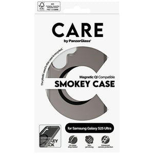 CARE by PanzerGlass Flagship Urban Combat Black QI Case for Samsung Galaxy S25 Ultra - Semi-transparent Smoke