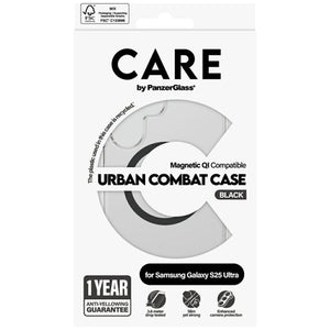 CARE by PanzerGlass Flagship Urban Combat Black QI Case for Samsung Galaxy S25 Ultra - Transparent