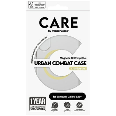 CARE by PanzerGlass Flagship Urban Combat Chardonnay QI Case for Samsung Galaxy S25+ - Transparent