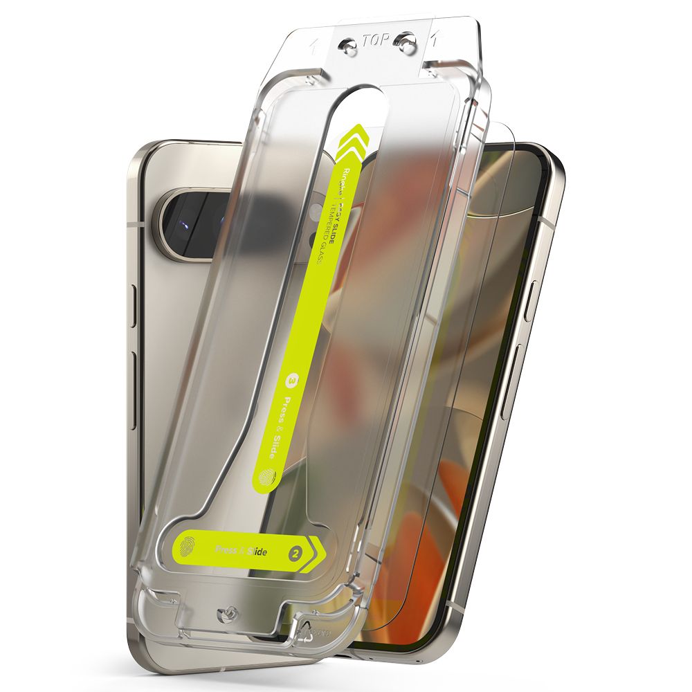 „Ringke Easy Slide“ grūdinto stiklo 2 vnt. pakuotė, skirta „Google Pixel 9 / 9 Pro“