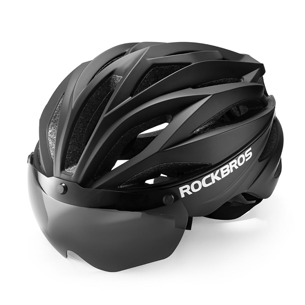 Rockbros Bike Helmet with Visor, Detachable UV Protective Goggles, Unisex