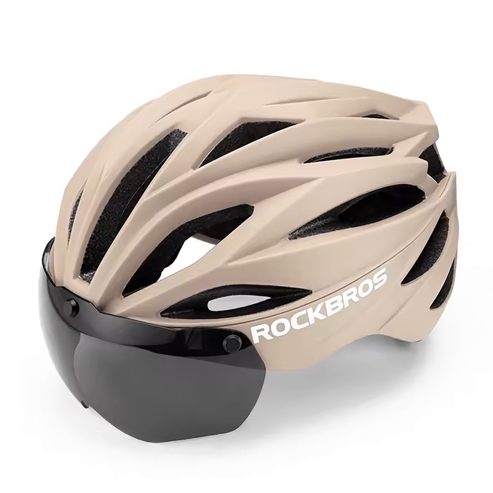 Rockbros Bike Helmet with Visor, Detachable UV Protective Goggles, Unisex