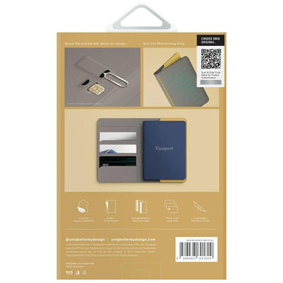 Uniq Belmont RFID Blocking Passport Case - Grey/Yellow