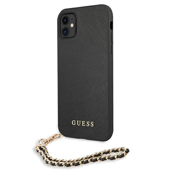 „Guess Saffiano“ grandinėlės formos dėklas, skirtas iPhone 11 6.1" / Xr - juodas