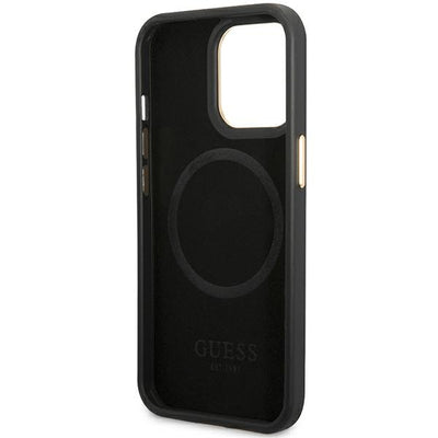 Guess Peony Logo Plate MagSafe Case for iPhone 14 Pro Max 6.7" - Black