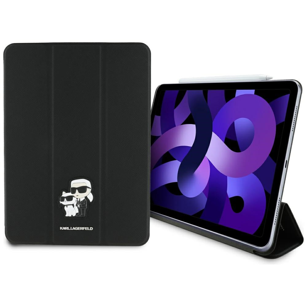 Karl Lagerfeld Saffiano Magnetic Karl &amp; Choupette iPad Air 11" 2024 Book Cover Case - Black