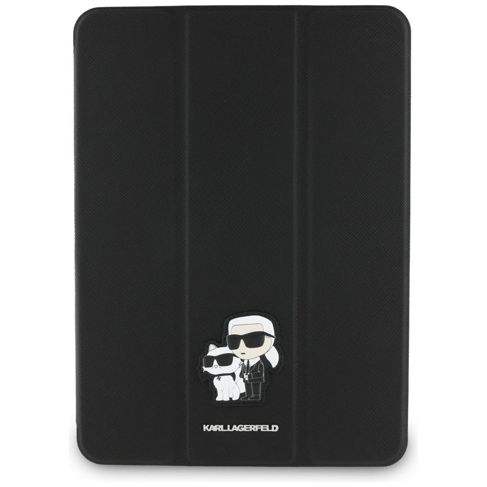 Karl Lagerfeld Saffiano Magnetic Karl &amp; Choupette iPad Air 11" 2024 Book Cover Case - Black