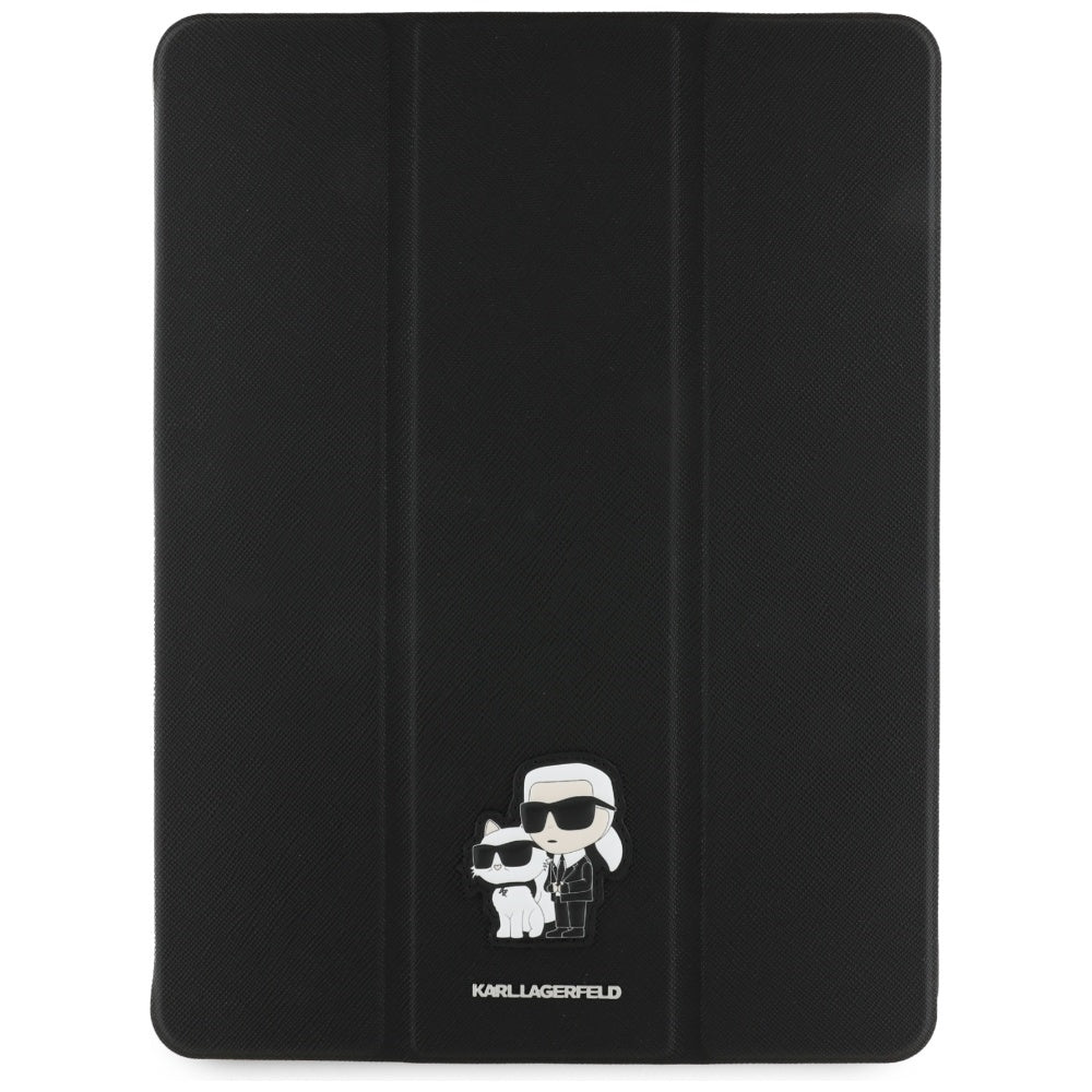 Karl Lagerfeld Saffiano Magnetic Karl &amp; Choupette iPad Air 13" 2024 Book Cover Case - Black