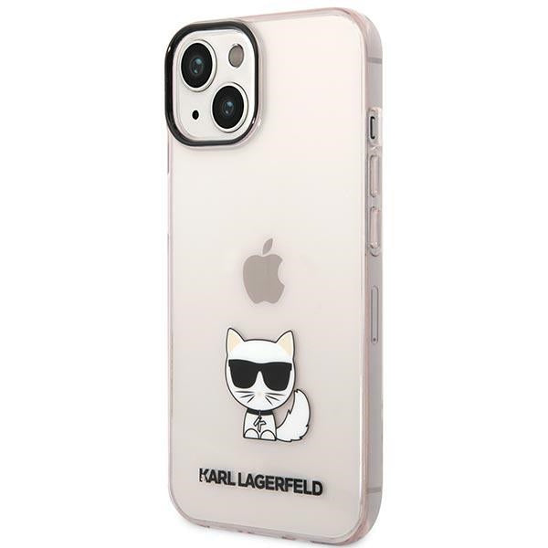 Karl Lagerfeld Transparent Choupette Body Case for iPhone 14 Plus / 15 Plus 6.7" - Pink