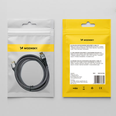 Wozinsky WPS-16AYL3S DisplayPort 2.1 Cable 80Gb/s 16K@60Hz 8K@120Hz 4K@240Hz HDR HDCP DSC 3m - Black