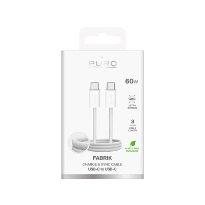 Puro Fabrik 4 240W braided USB-C - USB-C 1m cable - white