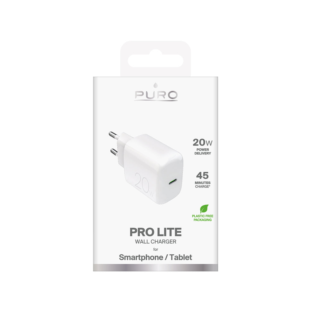 Puro PROLITE 20W USB-C Wall Charger - White