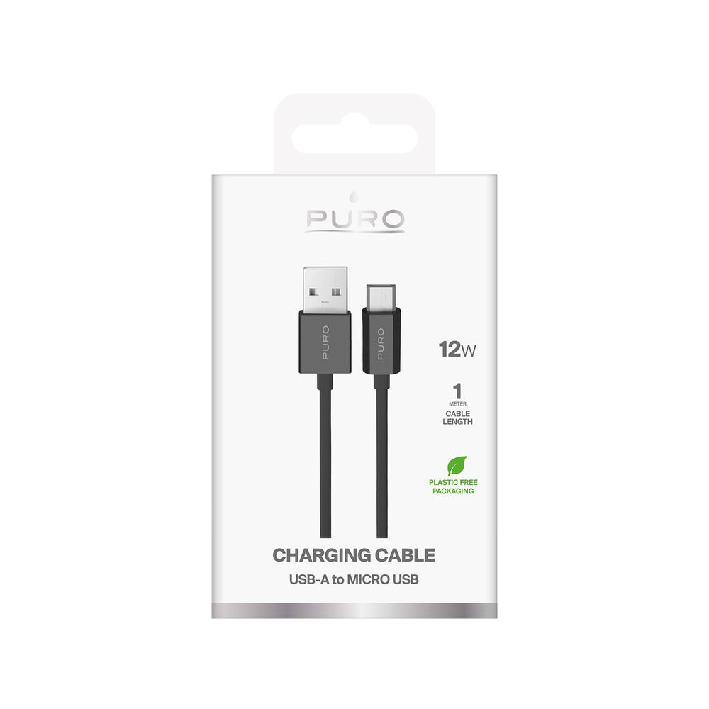 Puro TPE 12W USB-A - microUSB 1m Cable - Black