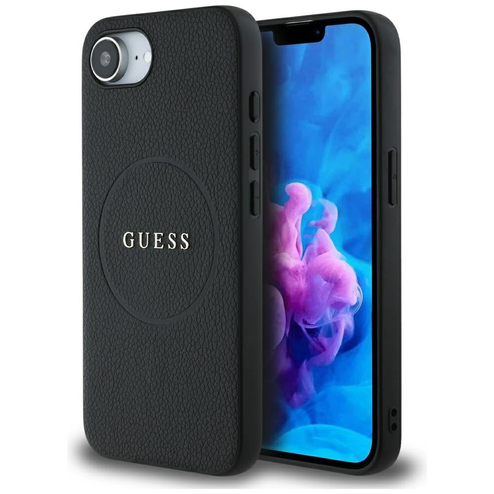 Guess PU Grained Classic Logo case with MagSafe for iPhone 16e - black