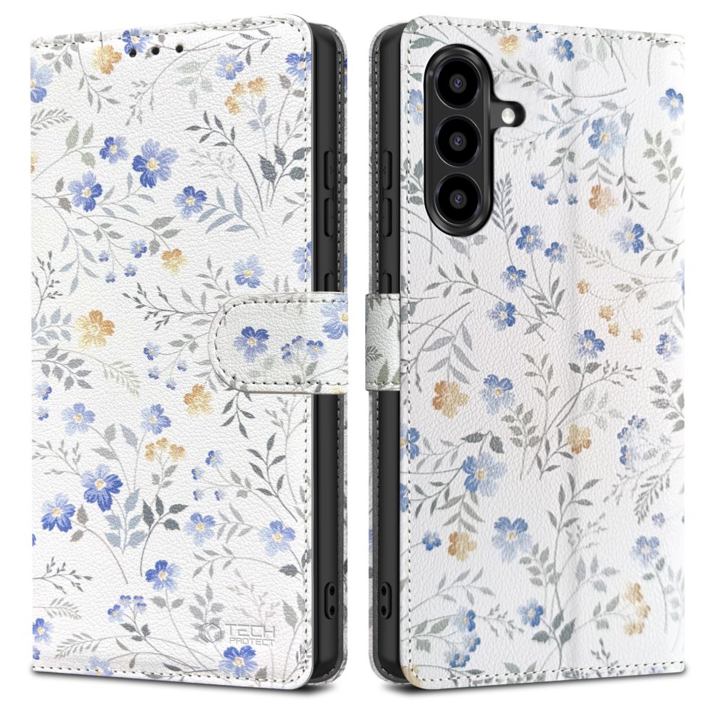 Tech-Protect Wallet Case for Samsung Galaxy A56 5G - White Daisies