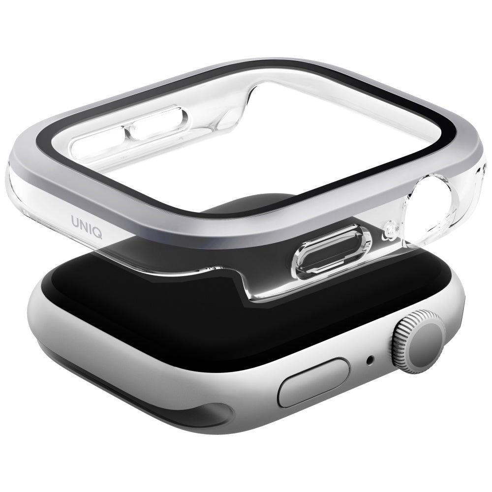 Uniq Voute Tempered Glass Case for Apple Watch 10 42 mm - Silver