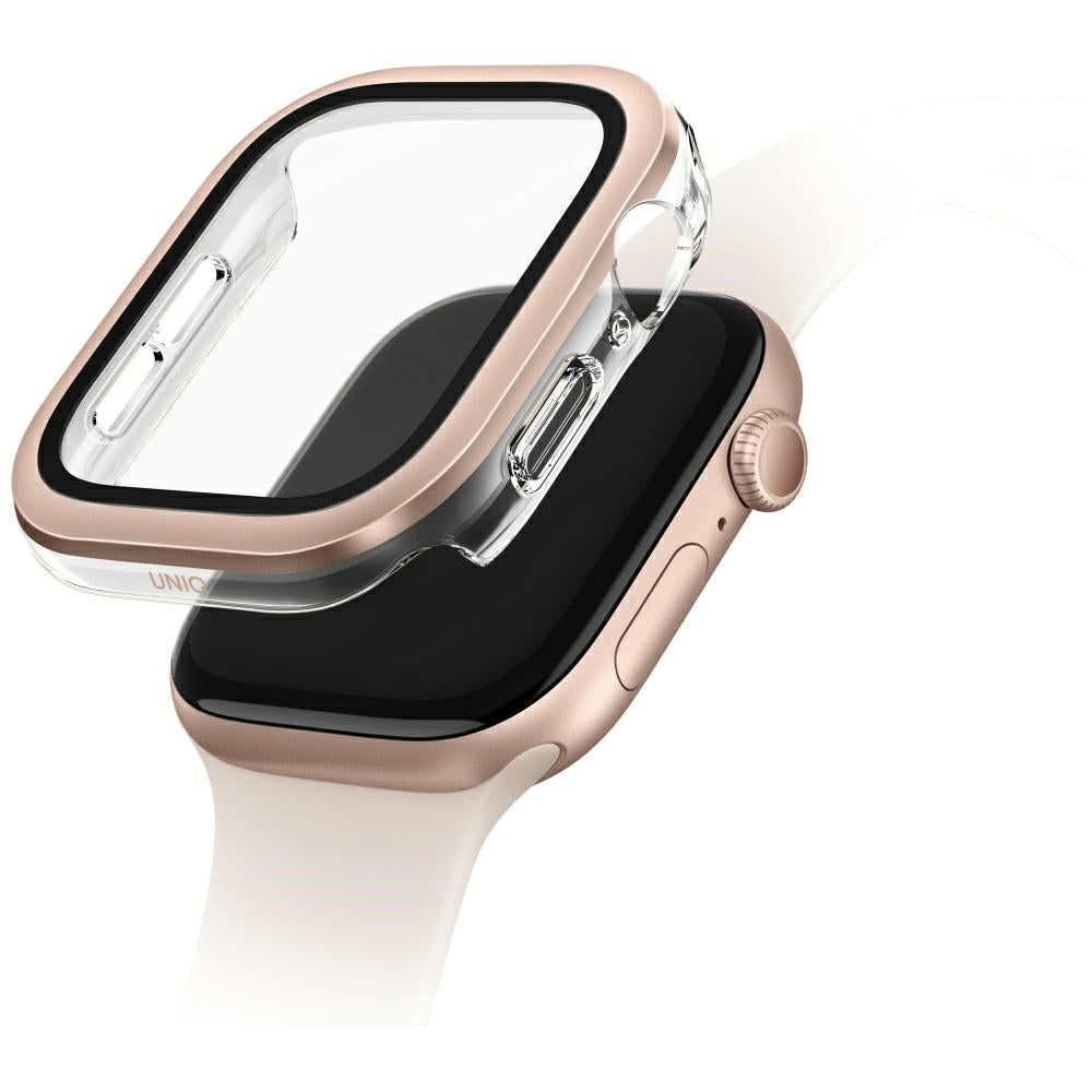 Uniq Voute Tempered Glass Case for Apple Watch 10 46mm - Rose Gold