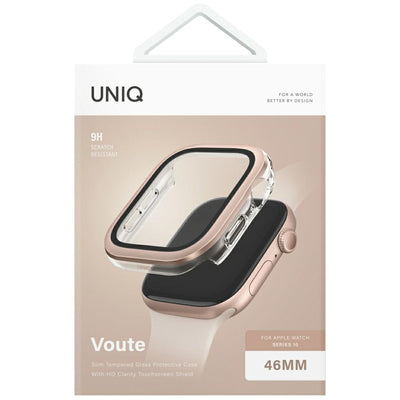Uniq Voute Tempered Glass Case for Apple Watch 10 46mm - Rose Gold