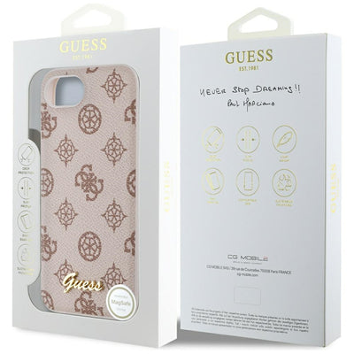 Guess Peony Script Logo MagSafe iPhone 16e Case - Brown