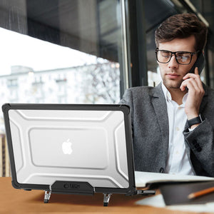 Tech-Protect SmartShell Pro case for MacBook Air 13" 2023-2025 M2 / M3 / M4 - transparent and black