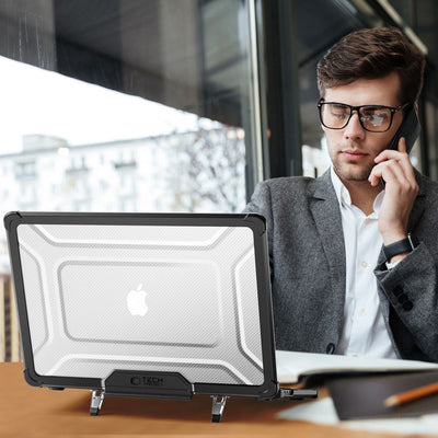 Tech-Protect SmartShell Pro case for MacBook Air 13" 2023-2025 M2 / M3 / M4 - transparent and black