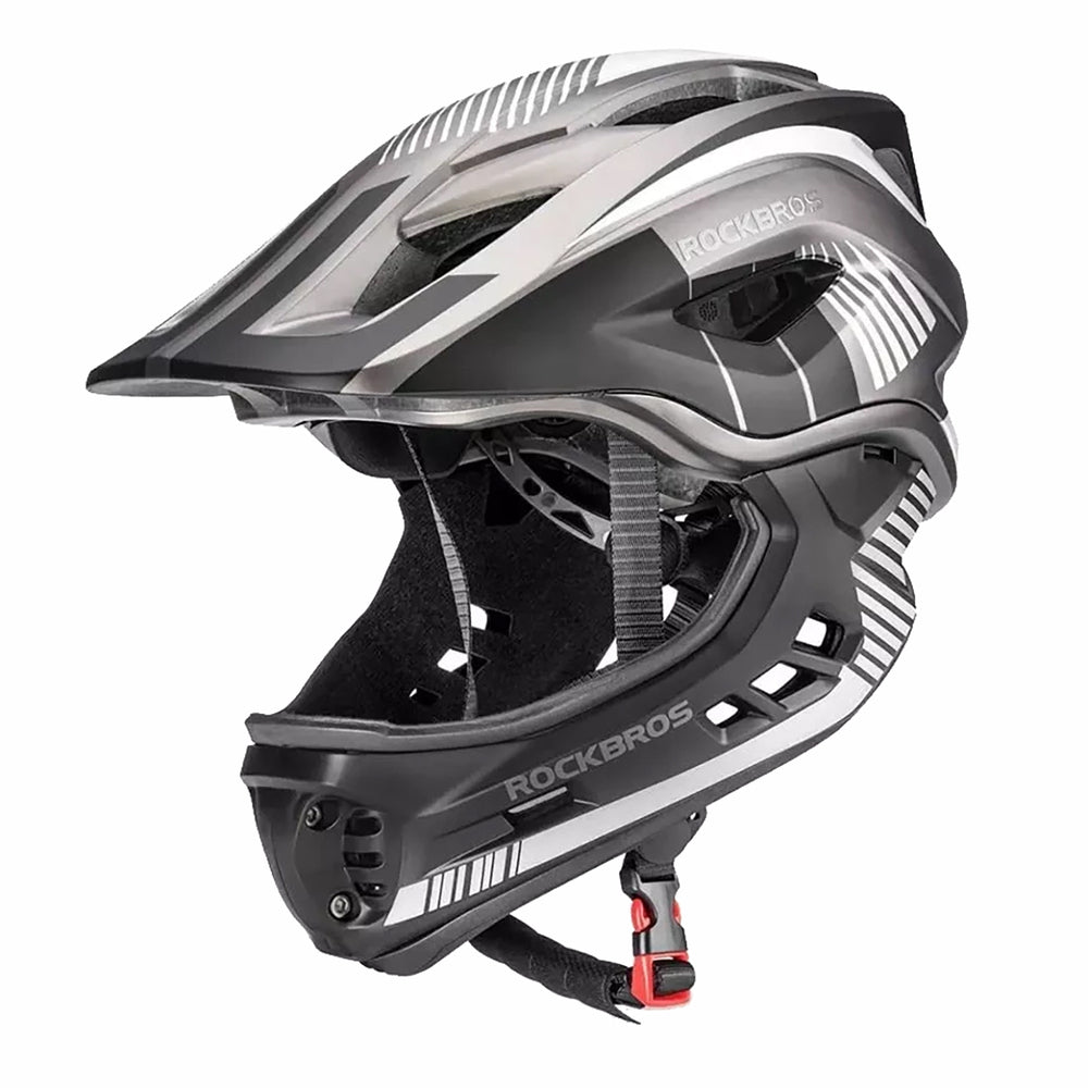 Rockbros TT-32SBTG-L children's bicycle helmet with removable chinbar, size L - gray