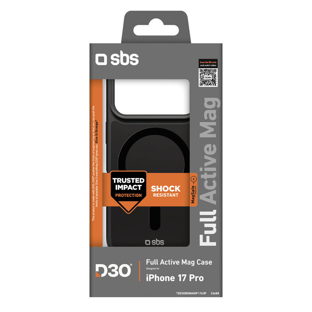 SBS Full Active Mag Case with D3O Technology for iPhone 17 Pro - Black