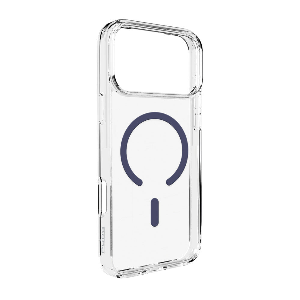 Puro Lite Mag TPU+PC Case Compatible with MagSafe for iPhone 17 Pro - Transparent with Blue Ring