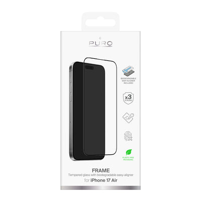 Puro Frame Tempered Glass for iPhone 17 Pro with Applicator and Black Frame