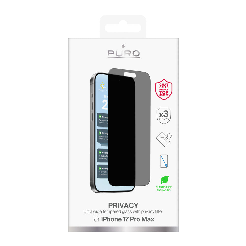 Puro Privacy Tempered Glass for iPhone 17 Pro Max
