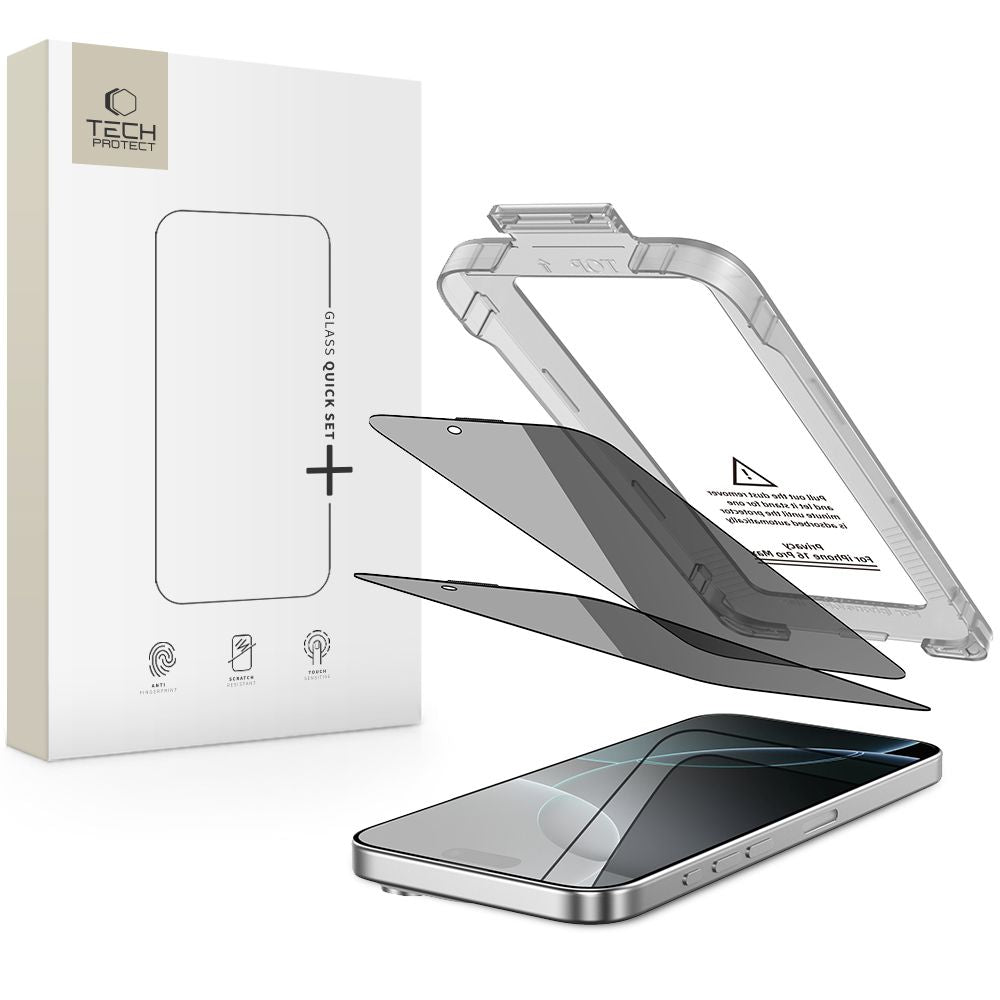 Tech-Protect Quick Set Spy+ Privacy Glass 2-pack for iPhone 16 Pro
