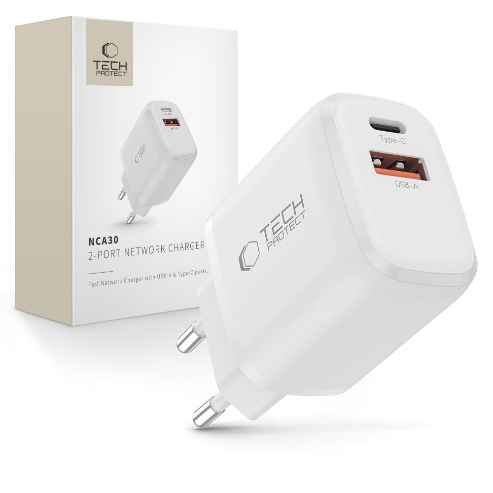 Tech-Protect NCA30 PD 30W QC3.0 USB-A / USB-C Wall Charger