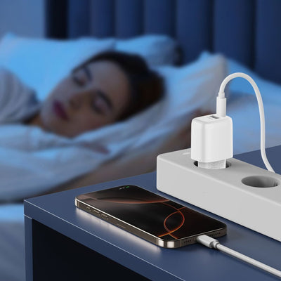 Tech-Protect NCA30 PD 30W QC3.0 USB-A / USB-C Wall Charger + USB-C / Lightning Cable 100cm - White