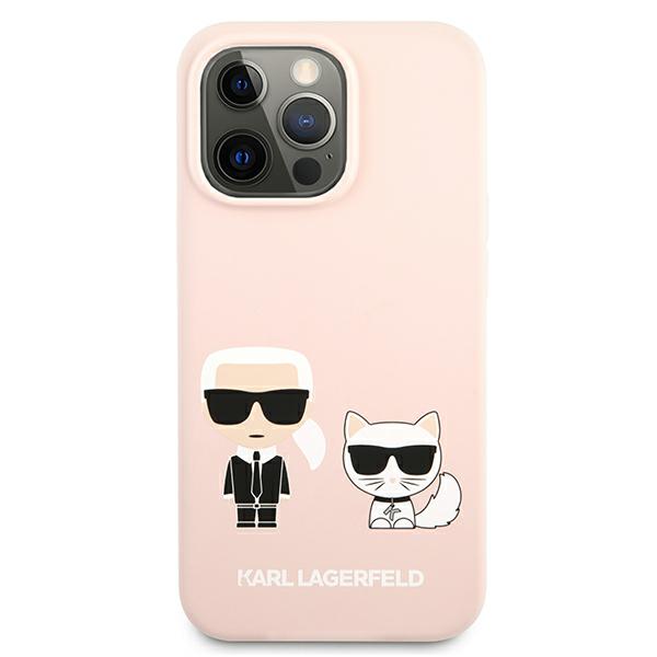 „Karl Lagerfeld“ silikoninis „Karl&Choupette“ dėklas, skirtas „iPhone 13 Pro“ / „iPhone 13“ – šviesiai rožinis