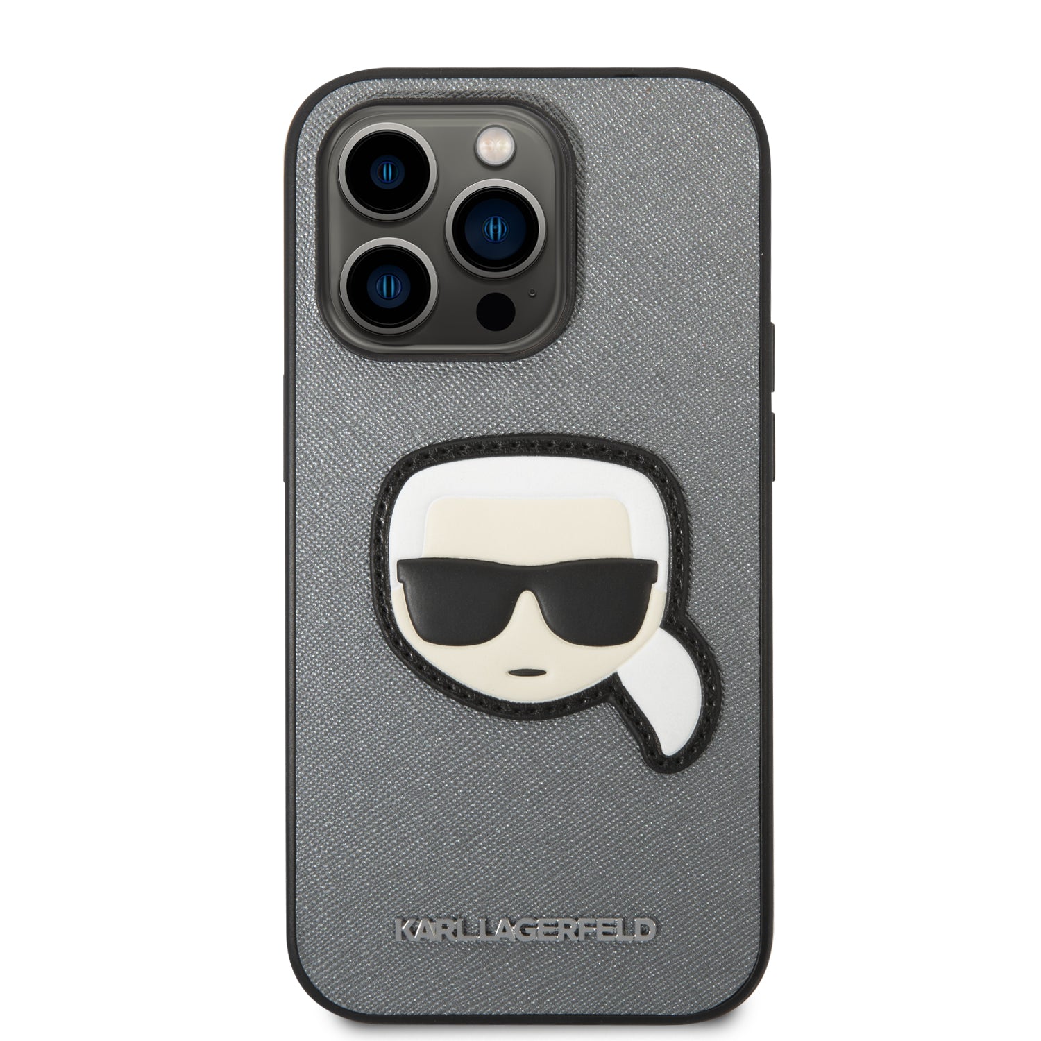 Karl Lagerfeld Saffiano Karl's Head Patch case for iPhone 14 Pro Max - silver