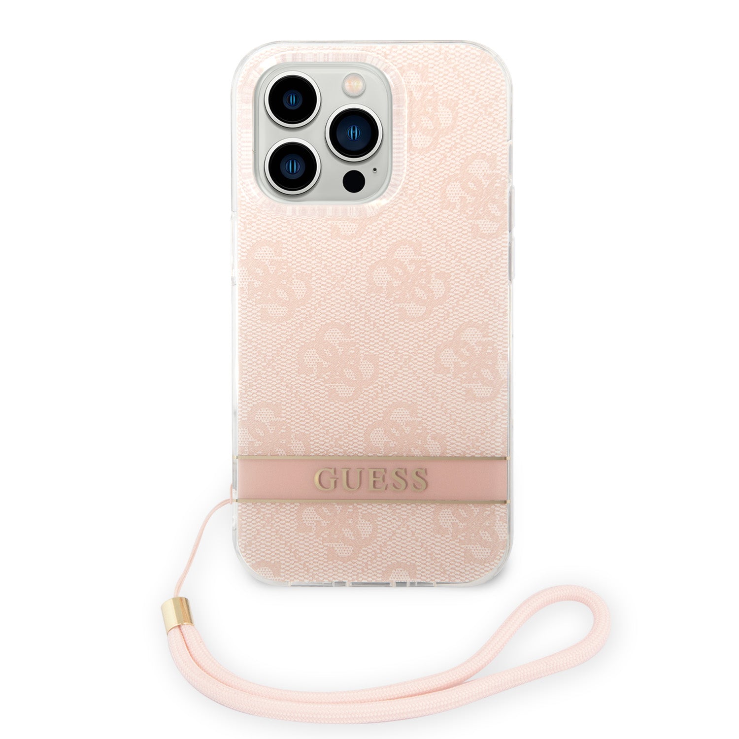 Guess 4G Print Strap iPhone 14 Pro Case - Pink
