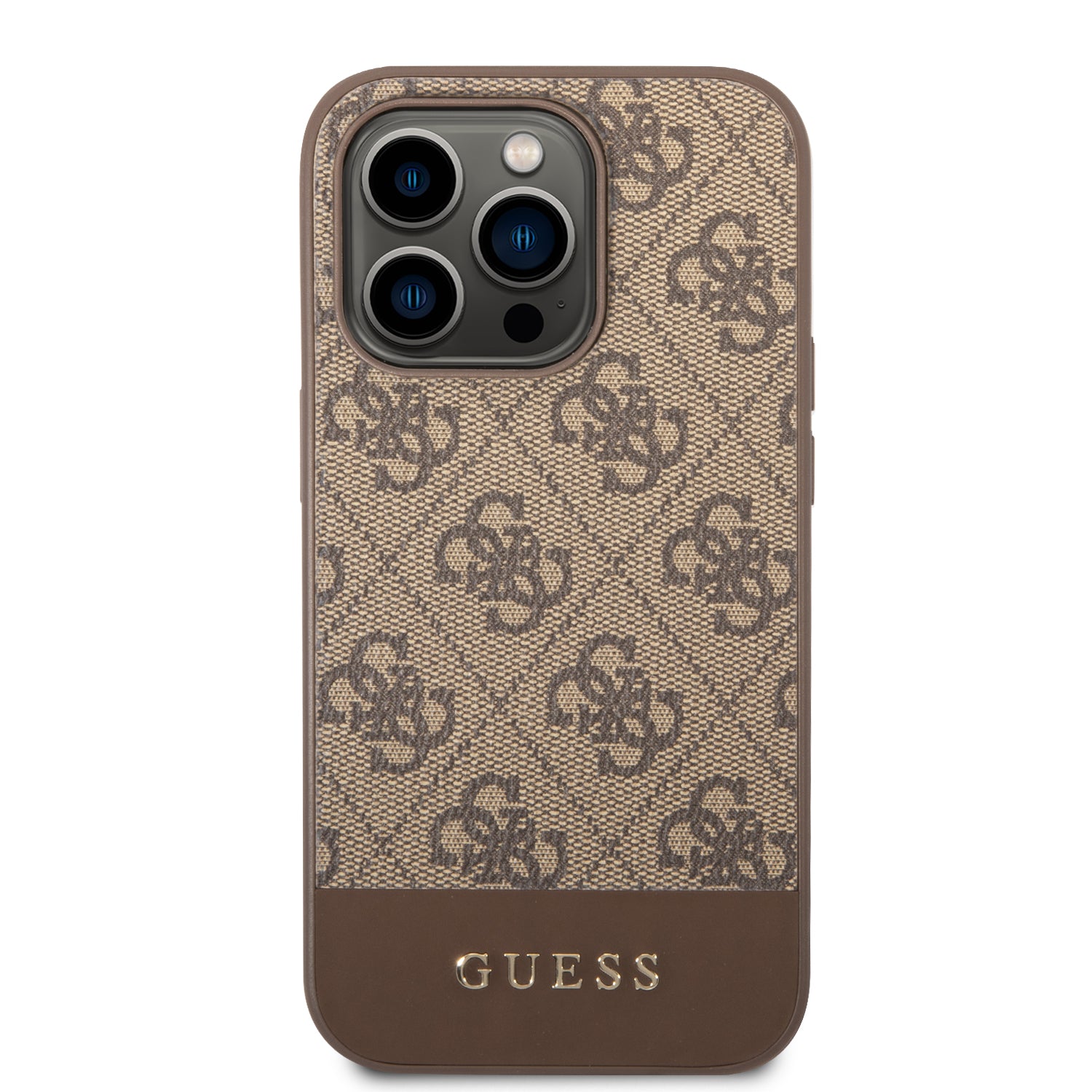 Guess GUHCP14LG4GLBR iPhone 14 Pro 6.1" brown/brown hard case 4G Stripe Collection