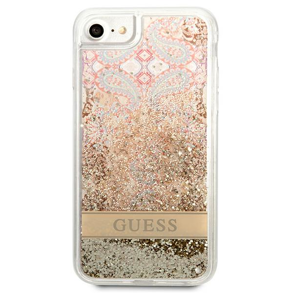 Guess Paisley Liquid Glitter case for iPhone SE 2022 / SE 2020 / 7 / 8 - gold