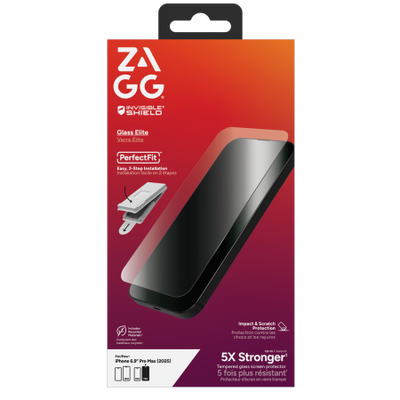 ZAGG Invisibleshield Glass Elite Tempered Glass for iPhone 17 Pro Max