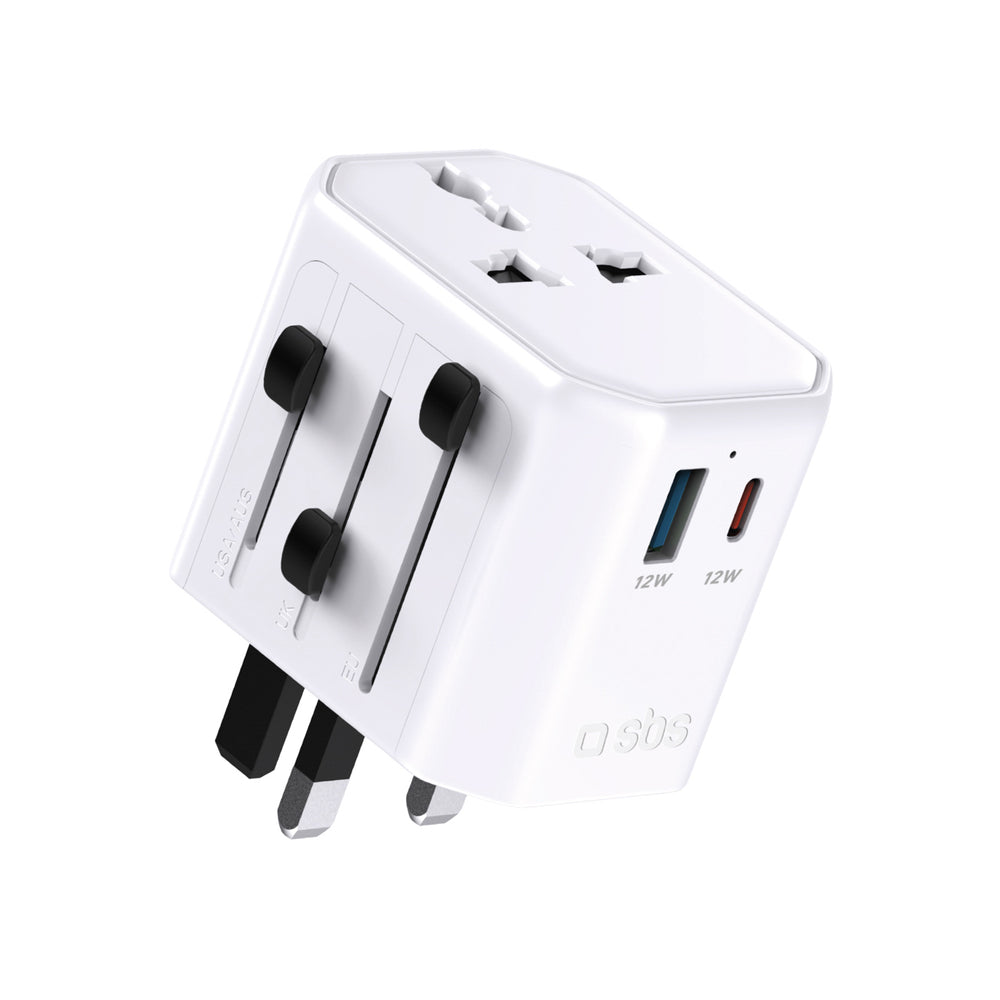 SBS TEADAPTUSBTCUNI USB-C USB-A Universal Travel Adapter - White