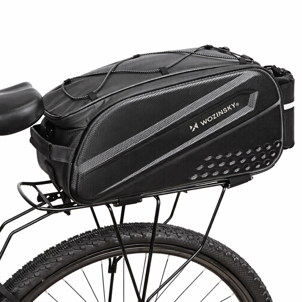 Wozinsky Bike Trunk Bag with Long Strap and Expandable Side Pockets - Black