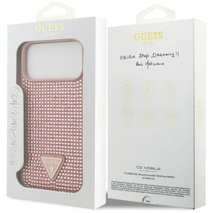 Guess Rhinestone Triangle Logo Case for iPhone 17 Pro Max - Pink