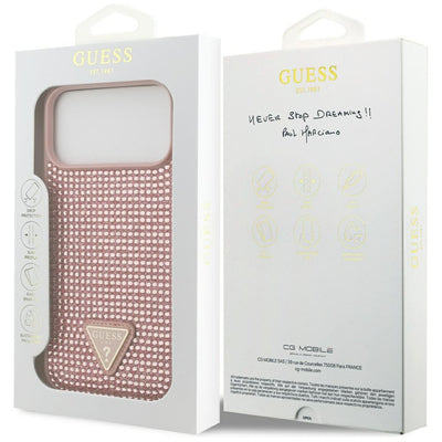 Guess Rhinestone Triangle Logo Case for iPhone 17 Pro Max - Pink