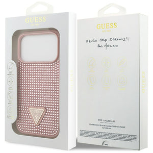 Guess Rhinestone Triangle Logo iPhone 17 Pro Case - Pink