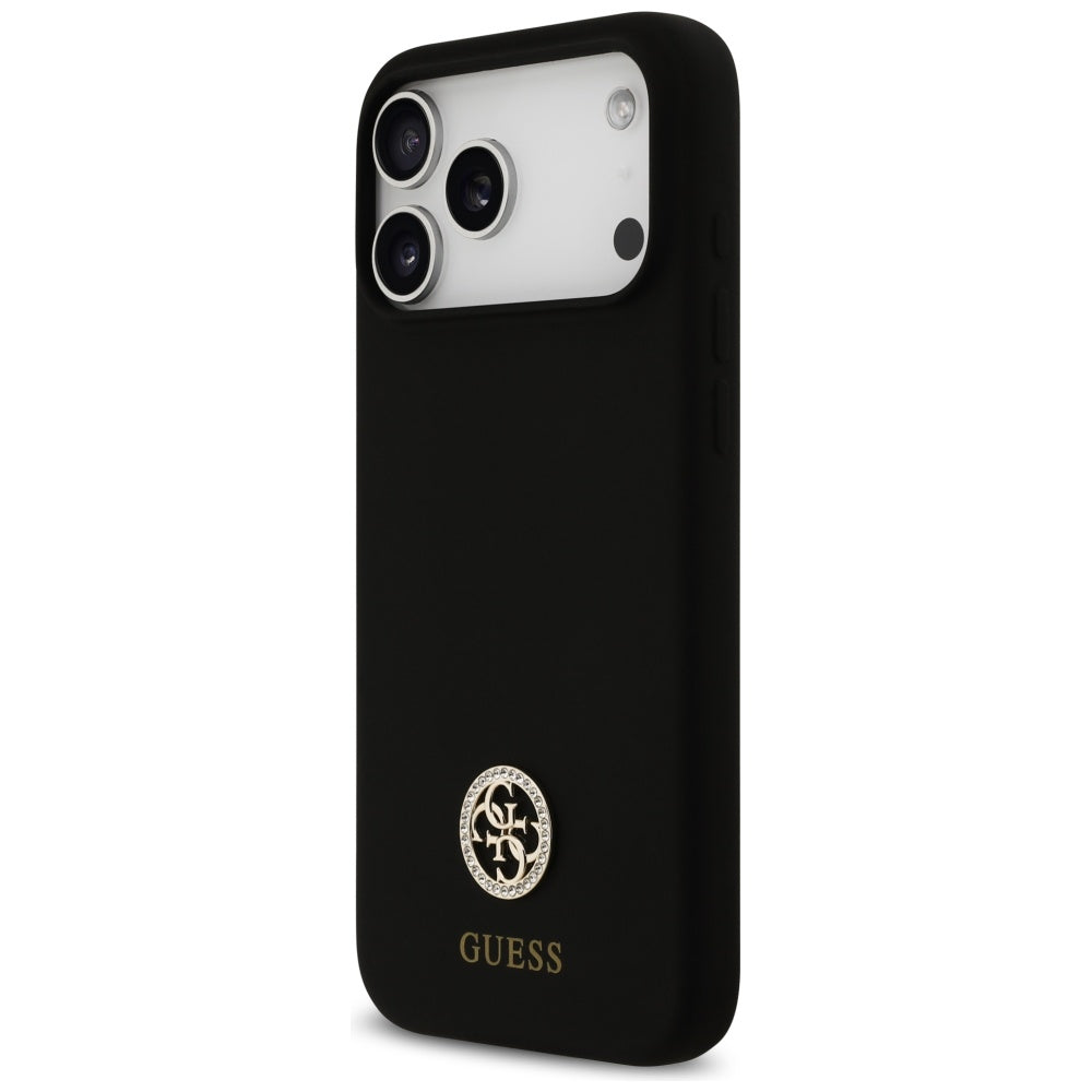 Guess Silicone Logo Strass 4G MagSafe Case for iPhone 17 Pro Max - Black