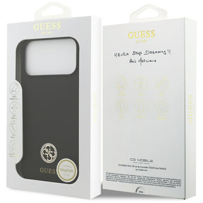 Guess Silicone Logo Strass 4G MagSafe Case for iPhone 17 Pro Max - Black