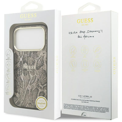 Guess Python Pattern MagSafe Case for iPhone 17 Pro - Brown